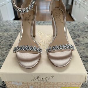 Badgley Mischka Jewel Satin Heels with Silver Accents